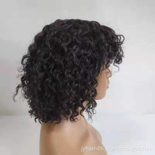 Curly Human Hair  Wigs With Bangs Non Lace  Human Hair Wig With Bangs For Black Women Brazilian Cheap Human Hair Wig